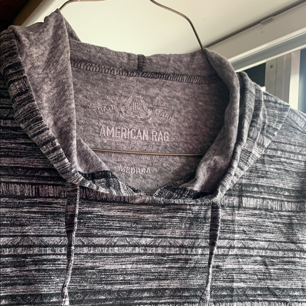 American Rag Charcoal and Black Patterned Hoodie